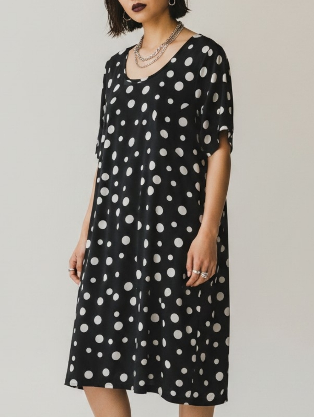 Black & White Polka Dot Midi Dress